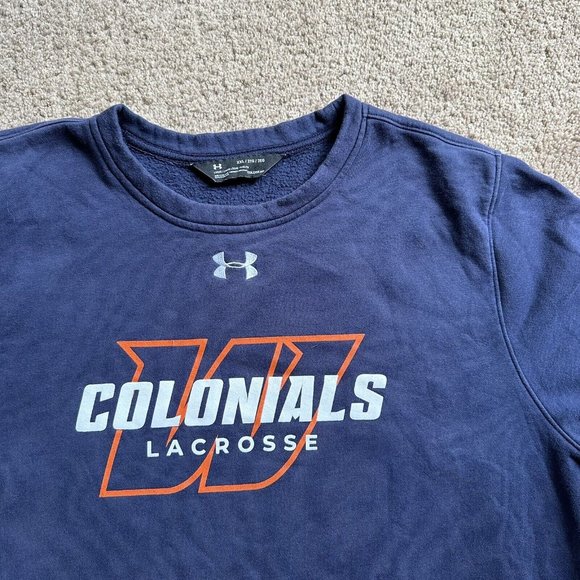Under Armour Sweatshirt Men's 2XL Crewneck Fleece Colonials Lacrosse Navy Blue - Picture 4 of 10